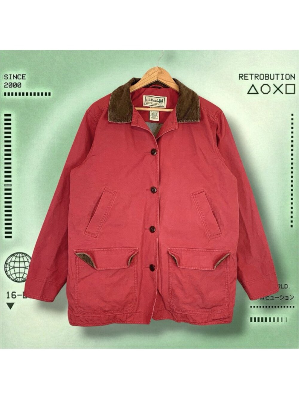 Vintage 90s L.L.Bean Canvas Chore Jacket Red Size L - Picture 1 of 6